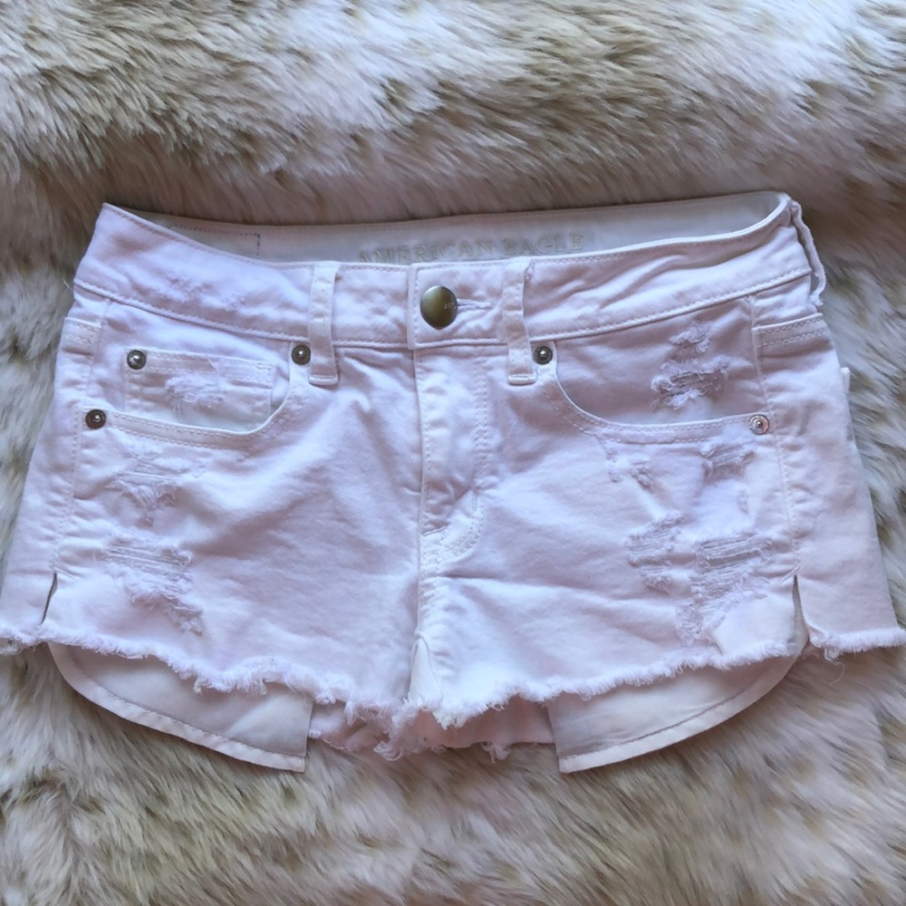 American Eagle white jean shorts